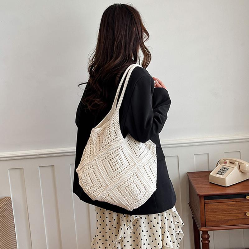 Fabric Hollow Out Large Capacity Shoulder Bags Contrast Color Women's Bags Commuting Versatile Crossbody Bags