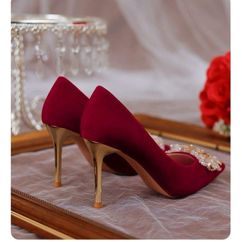 

Wedding shoes 2025 bride new summer women are not tired toast Chinese Xiuhe clothes 40