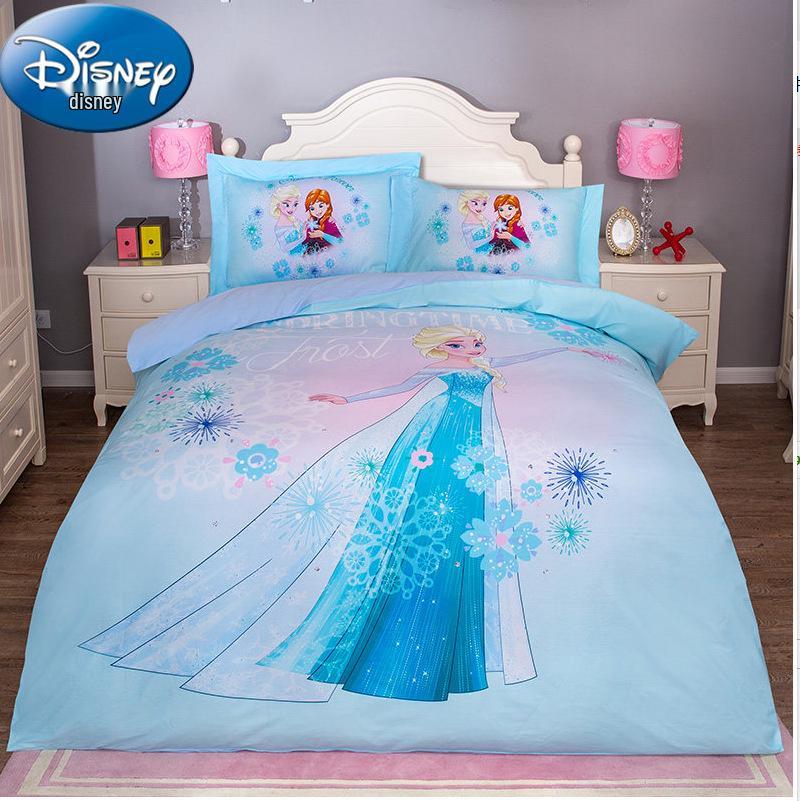 Girls' Frozen Princess Cartoon Cotton Bedding Set - 3 Pieces
