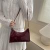 Women French Simple Style Glossy Daily Underarm Shoulder Handbag
