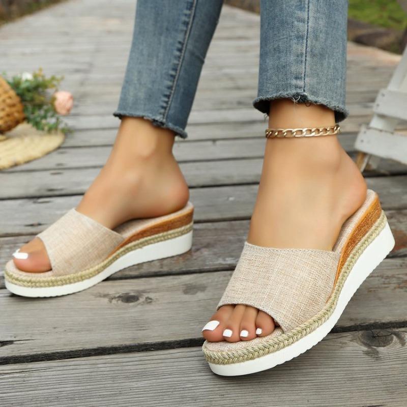 Fashion New Women Sandals Low Heels Wedge Shoes Summer Zapatos Mujer Peep Toe Platform Ladies Slippers Sandalias De Mujer Verano 2025