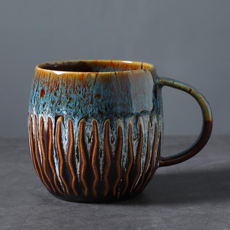 Ceramic Large Capacity Mug - Creative Retro Kiln-Change Coffee Cup 500ml