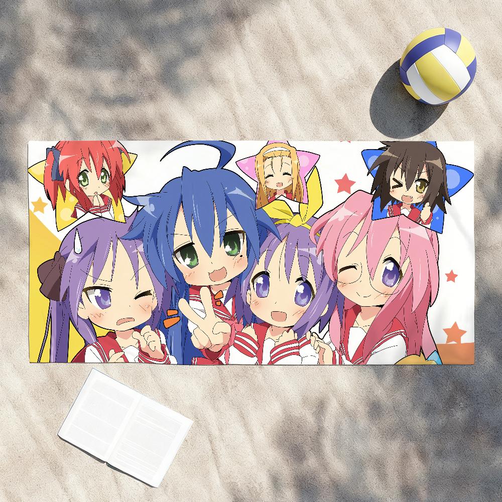 Anime Kawaii L-Lucky Star Cute Towel Soft Lightweight Anti-Sand Large Beach Towel Quick-Drying Bath Sports Family