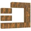 8 Piece TV Cabinet Set Smoked Oak Effect Particleboard