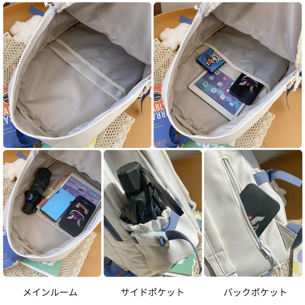 FANDARE Women's Korean Backpack, Large Capacity, Lightweight, Cute with Charm, 15.6-inch Laptop Storage, Back Pocket, Waterproof Nylon, Purple, for