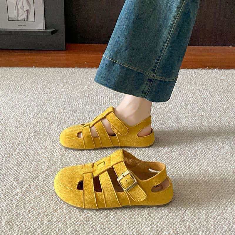 Stepping on shit Birkenstock sandals women s summer new hollow breathable bag head Roman sandals women s hole shoes 36