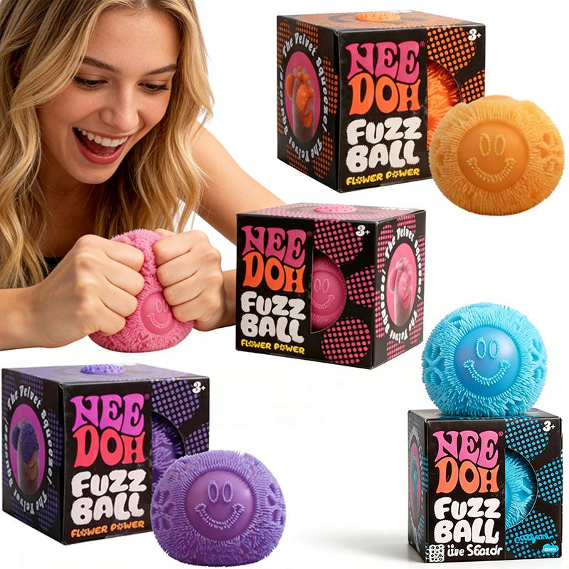 Schylling Needoh Fidget Toy Flower Fuzz Squeeze Ball Soft Nonsticky Stress Relief Relaxing Sensory Play Stress Relief Kids Adult