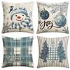 4Pcs Christmas Pillow Cover,Sofa Decorative Pillowcase,Snowman Christmas Tree Decorative Cushion Cover(Without Pillow Core)