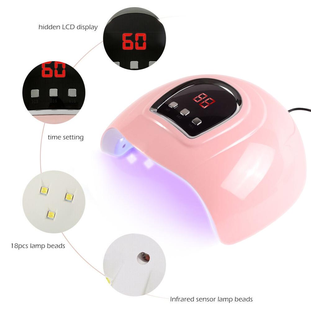 54W LED Nail Lamp UV Nail Dryers Phototherapy Nail Machine with Timer Nail Dryer Lamp