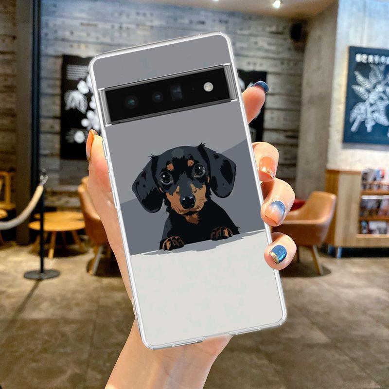 

Чехол для телефона Google Pixel 9 8 7 6 5 4 4XL 7A 6A 5A 4A 3A Pro XL Прозрачный Мягкий ТПУ Корпус с Рисунком Таксы Собаки-Сосиски for Pixel 8