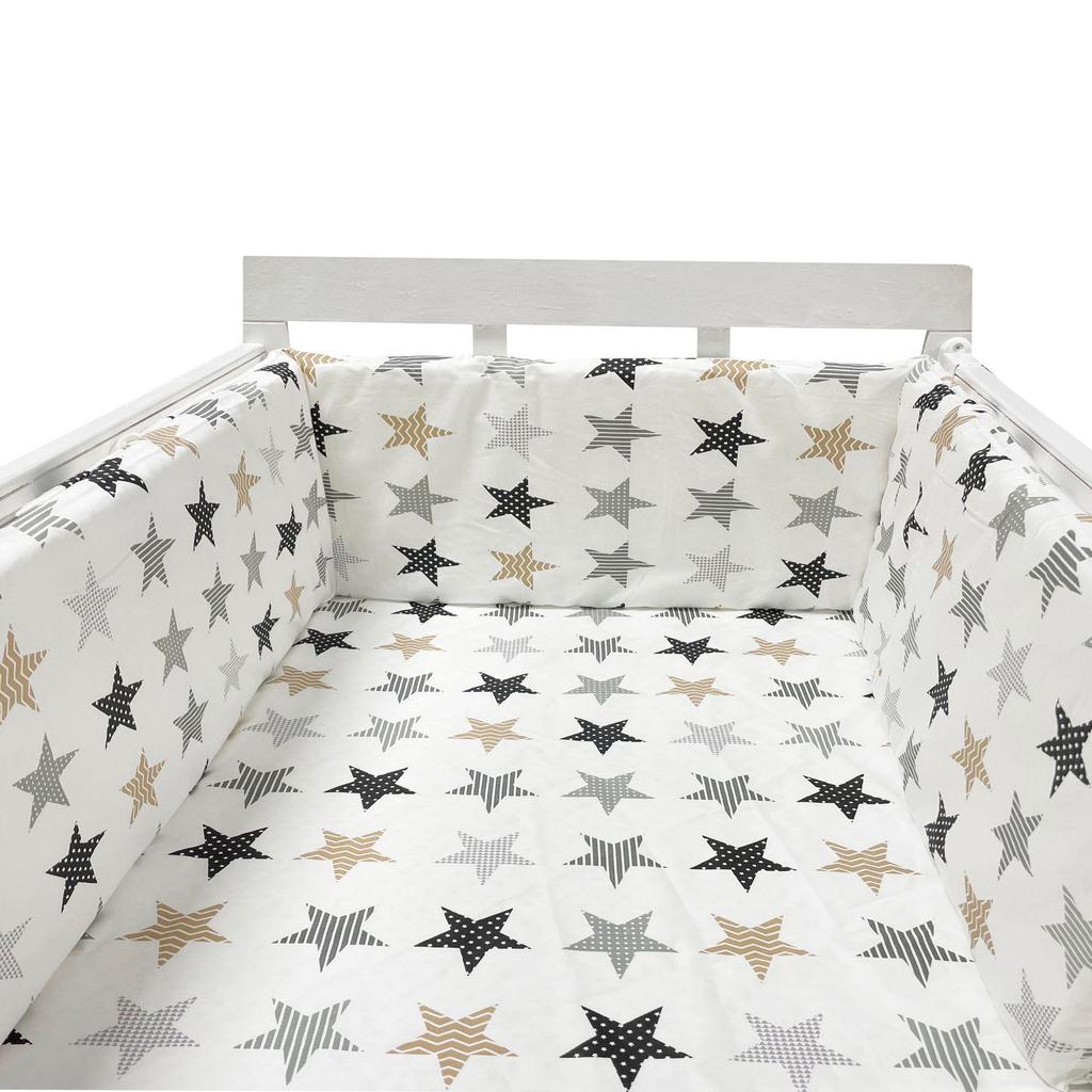 Cotton Baby Anti-Collision Crib Bumper Pad - Removable & Washable, Anti-Pinch Design for Newborns