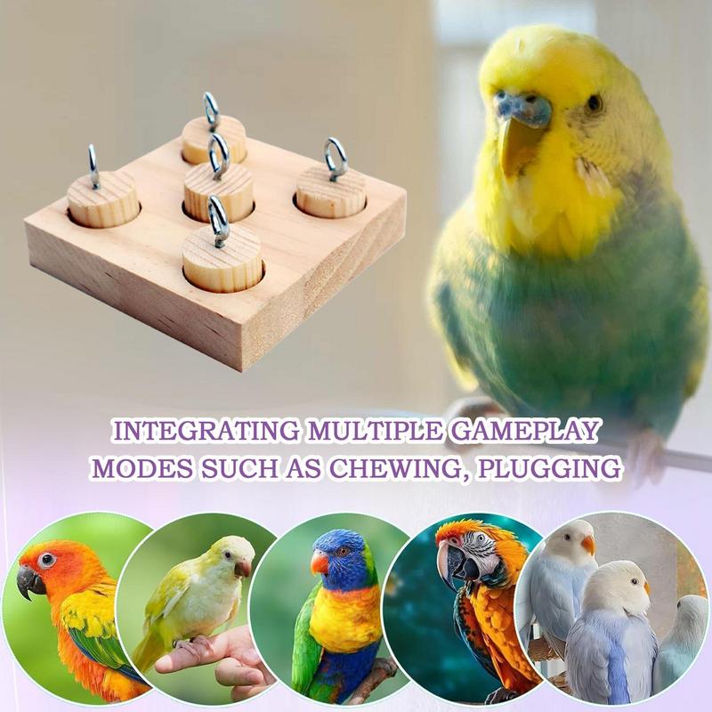 Bird Toys Wooden Lovebirds Peg Training Toy Lovebird Playing Device For Metal Stimulation Parakeet Puzzle Training Chewing Tools