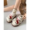 White cartoon warm thick-soled snow boots 2025 new winter piled and thickened fluffy Birkenstock cotton shoes