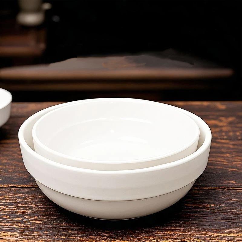 White Bowl Melamine Soup Bowl Round Porcelain Bowl Round Plastic Seasoning Bowl Rice Bowl Sugar Water Bowl