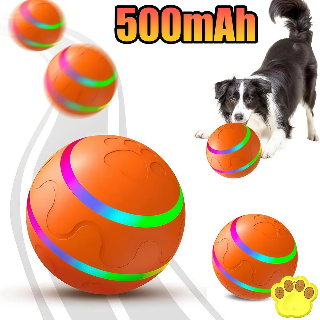 Smart Teasing Dog Ball Remote Control Waterproof Interactive Pet Toy LED Light Dog Bouncing Toy Ball Automatic Rolling Toy Ball