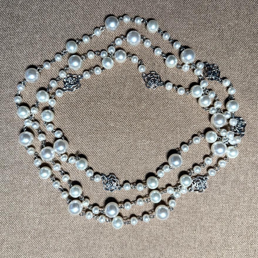 

Чэн 160см Ручная работа Многослойное ожерелье из стеклянного жемчуга, Длинная многоярусная цепочка для свитера для женщин - Новая осенне-зимняя коллекция