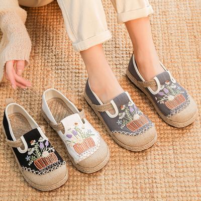 Women's Casual Canvas Loafer Slip On Lightweight Travel Walking Espadrille Flats Shoes Embroidered Work Dress Shoes for Women Platform Ballet Flats
