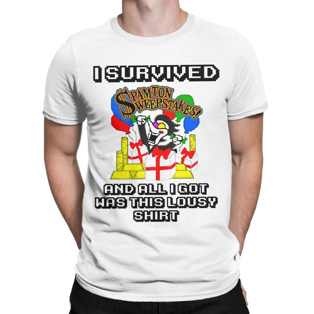 Vintage SPAMTON SWEEPSTAKES Deltarune Game T-Shirt Men Crew Neck Cotton T Shirts  Short Sleeve Tees Original Tops
