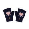 Korean Touchscreen Half Finger Cat Paw Flip Top Student Gloves Cold Proof Women Autumn Winter Fleece Knit Gloves