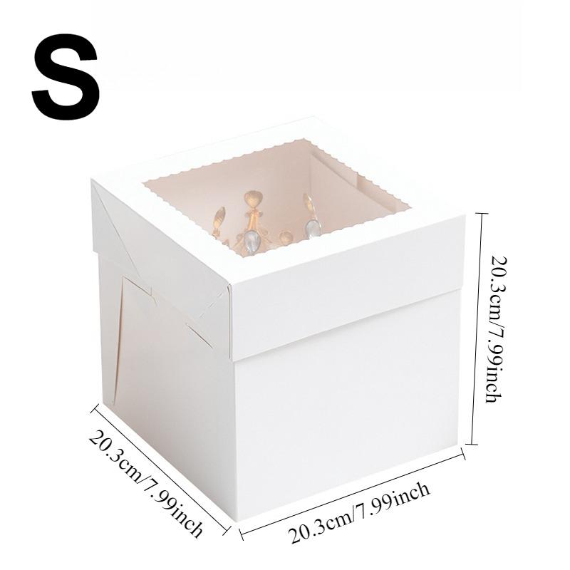 1/3/5PCS White Bakery Boxes with Window Disposable Birthday Cake Paper Boxes Fold Cake Boxes Cookies Pastry Cake Storage Box 1PC