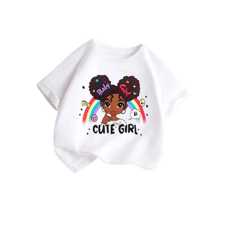 Girls' Cartoon Print Casual Round Neck Short-Sleeve T-Shirt - Summer Collection