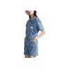 Calvin Klein Label Stud Button Stretch Denim Shorts Women Shorts Denim-Blue J221178-1A4