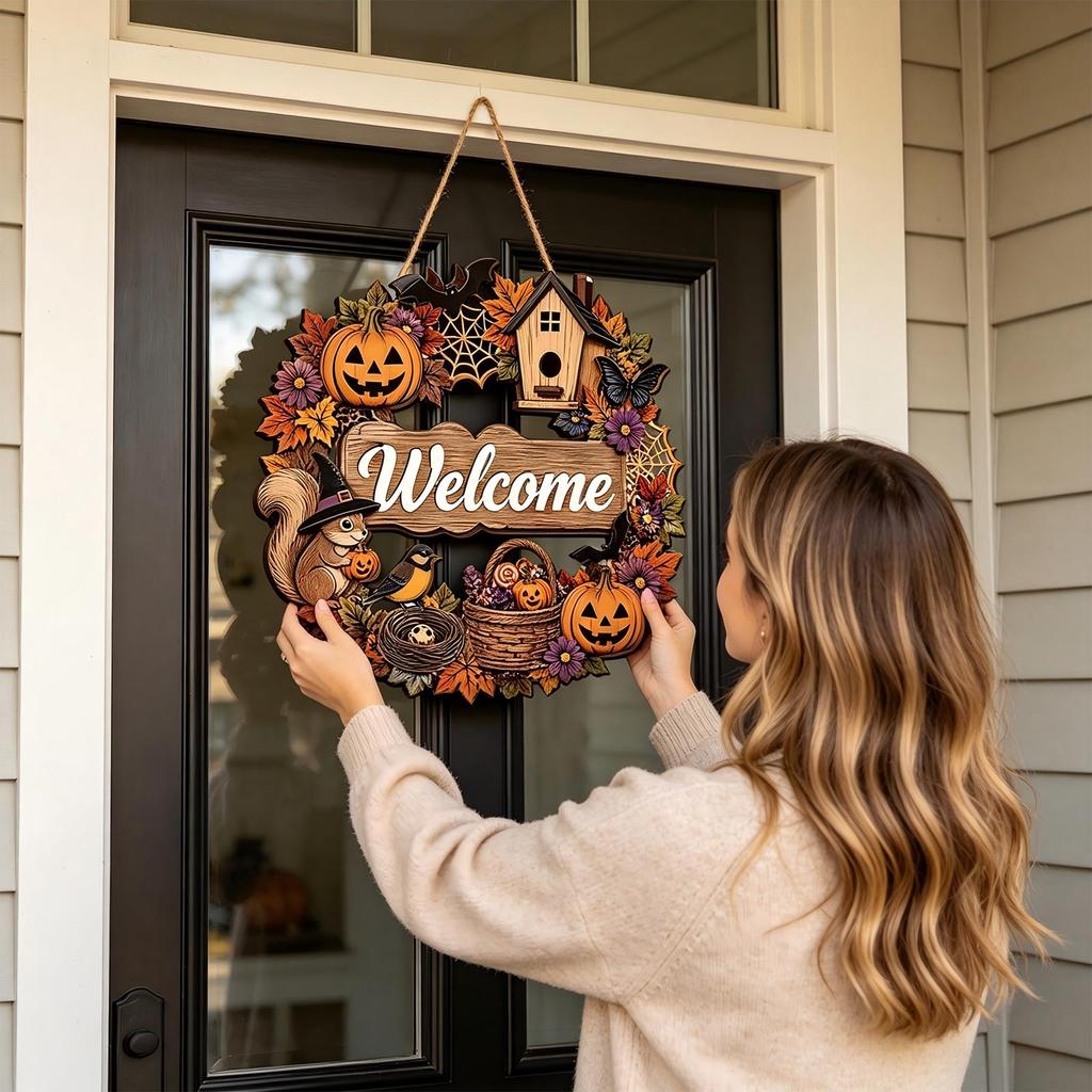Wooden Halloween Hanging Ornament Set of 4