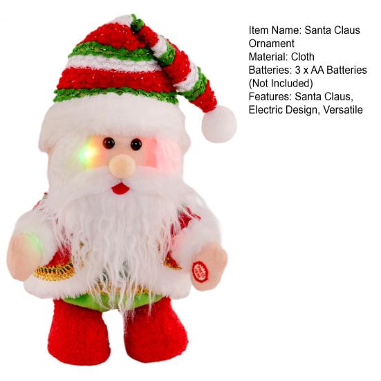 Santa Claus Ornament Electric Walking Singing Santa Toy with Funny Moves Songs Stuffed Christmas Doll Holiday Decoration