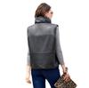 Ladies Leather Vest Sleeveless Padded Zipper Cotton Clothes Fashion Stand Collar Jacket