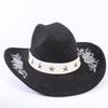 Popular European and American Classic Suede Western Cowboy Hat Men's and Women's Big Brim Embroidered Outdoor Sun Hat