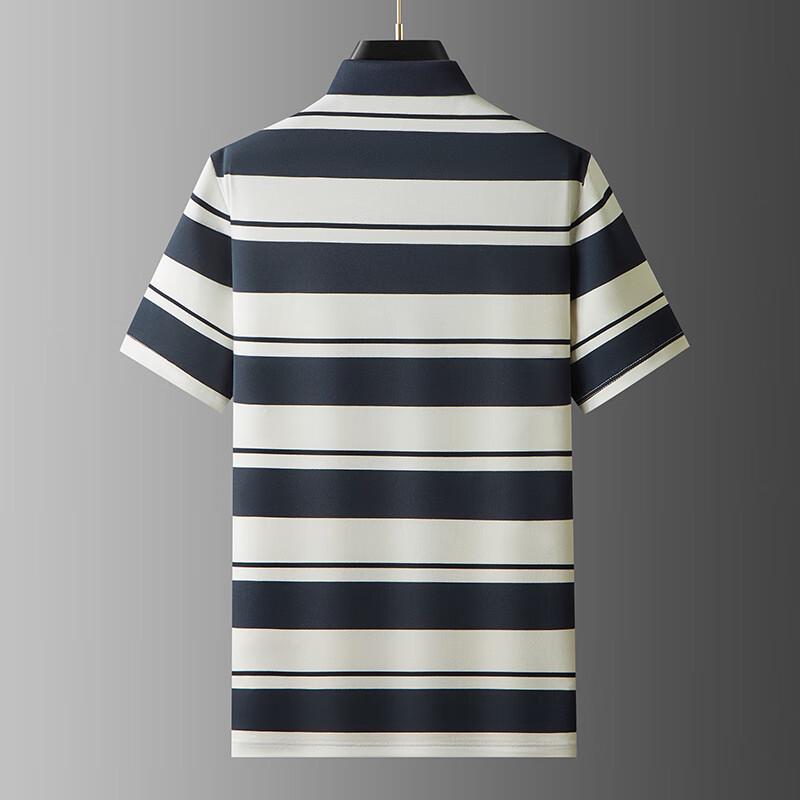 Dibinze Men's Plus Size Striped Polo Shirt