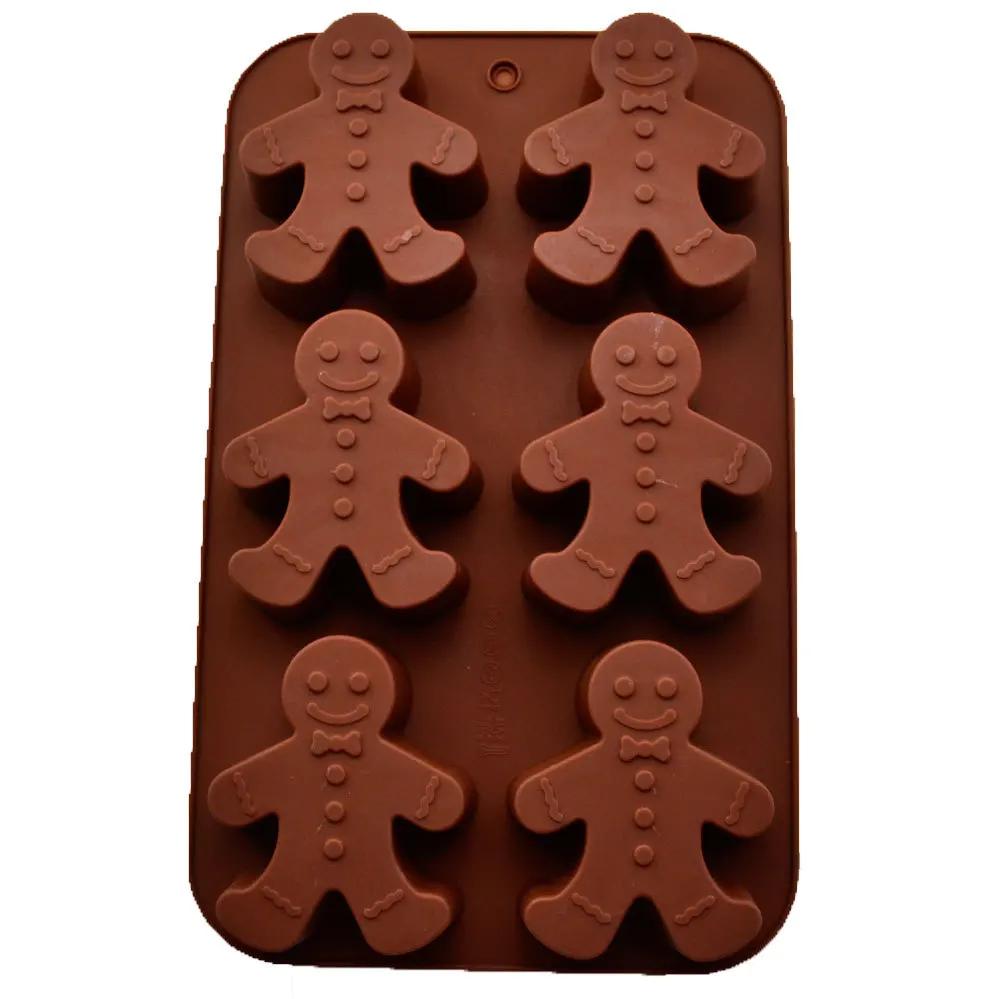Gingerbread Man Christmas Food Grade Silicone Mold Chocolate Fondant Mold Snowman Lollipop Cake Candy Cake Decorating Tools