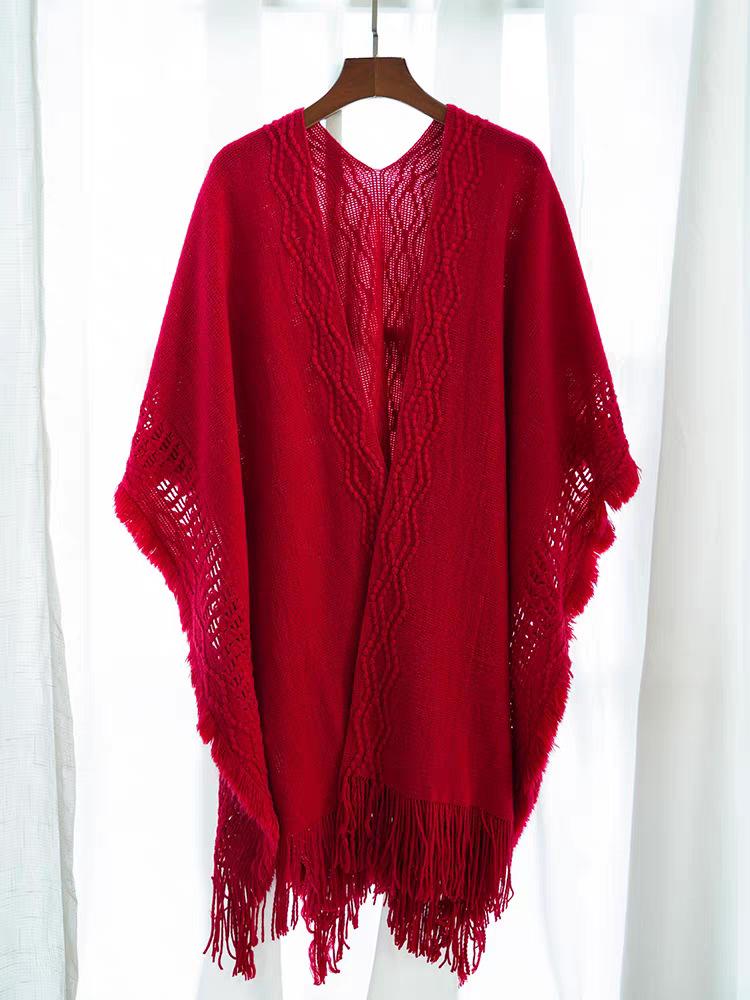 Knitted shawl with cheongsam with tassel antique fairy new Chinese cardigan white 1011 new autumn