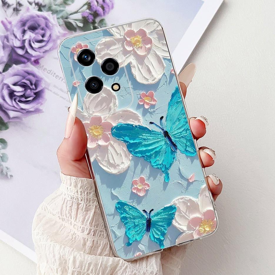 For Honor 200 Lite Case Cute Love Heart Butterfly Painted Cover Clear Silicone Phone Case For Honor 200 Lite 200Lite Soft Fundas