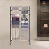 Multi-Use 7-Tier Rolling Rack for Scarves, Apparel, Accessories, Modern Rectangular Display Stand with Wheels, Storage Organizer