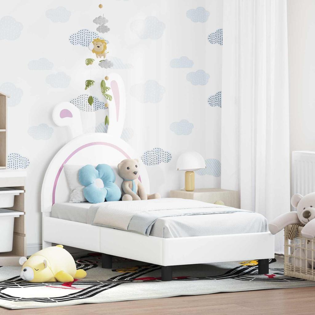 Kids Bed Frame with Headboard White 70 x 140 cm PU