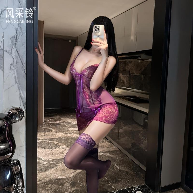 Lingerie sexy pyjama sexy femme dentelle pure tentation nuisette à jarretelles chaude transparente jupe belle-mère uniforme