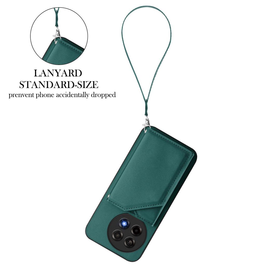 For OnePlus Ace 5 5G/OnePlus Ace 5 Pro 5G/OnePlus 13R 5G Case Card Holder Kickstand Skin-Touch Phone Cover with Wrist Strap