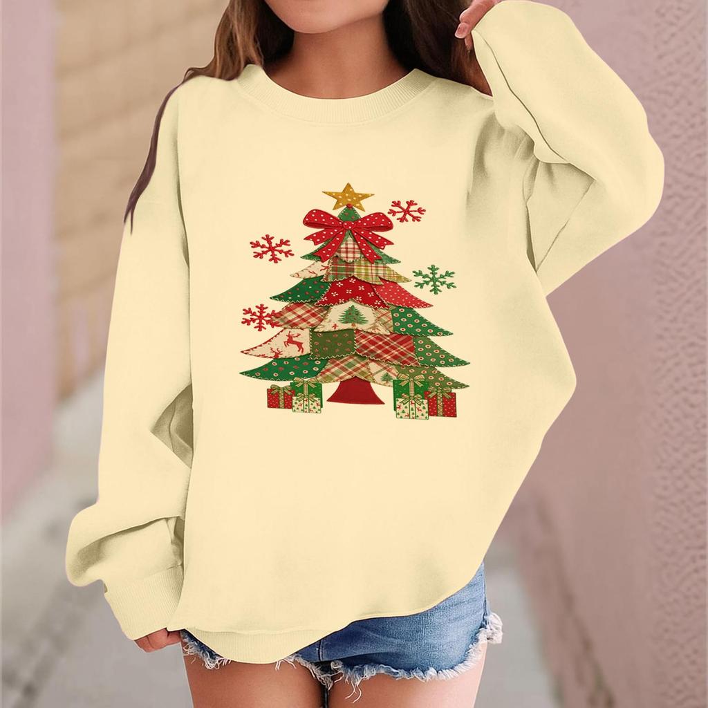 Children's Fashionable Casual Long-sleeved Loose Christmas Print Pullover Sweatshirt