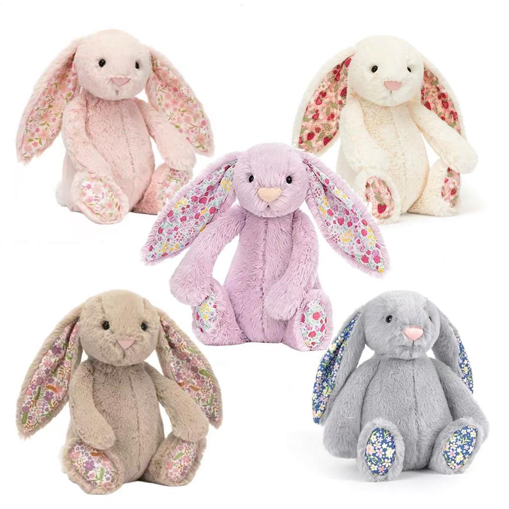 JC Bonnie Peluche Coniglio con Orecchie Floreali Bambola Morbida Imbottita Cuscino Morbido per Divano Regalo di Compleanno per Bambini Decorazione Stanza