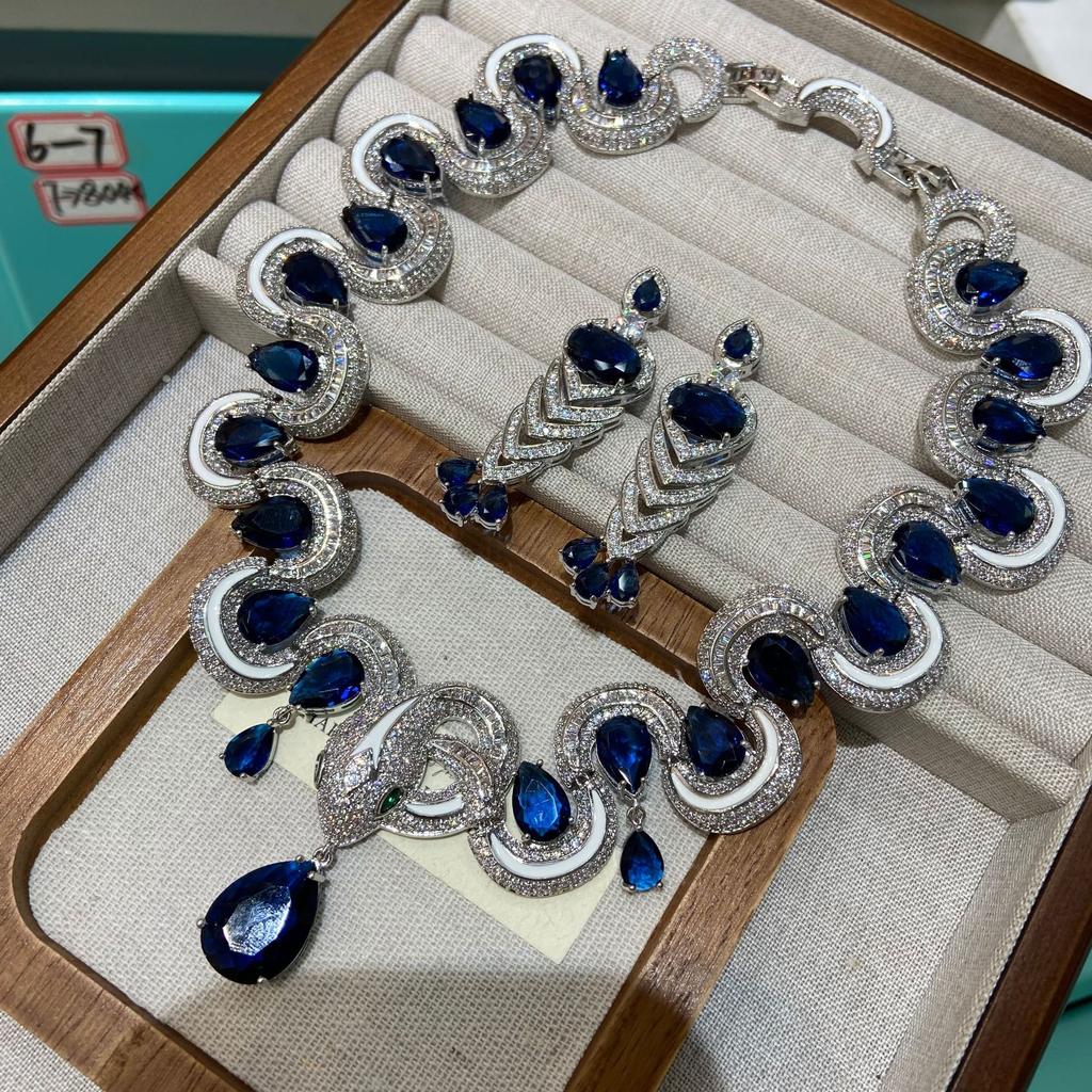 Liu Yifei'S Same Spirit Snake Luxury Bridal Jewelry Set, All Zircon Necklace, Zircon Earrings Jewelry.