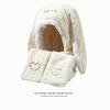 Conjunto de tres piezas de gorro, bufanda y guantes de oso grueso y lindo para mujer, cálido de felpa para otoño e invierno, gorro y bufanda integrados