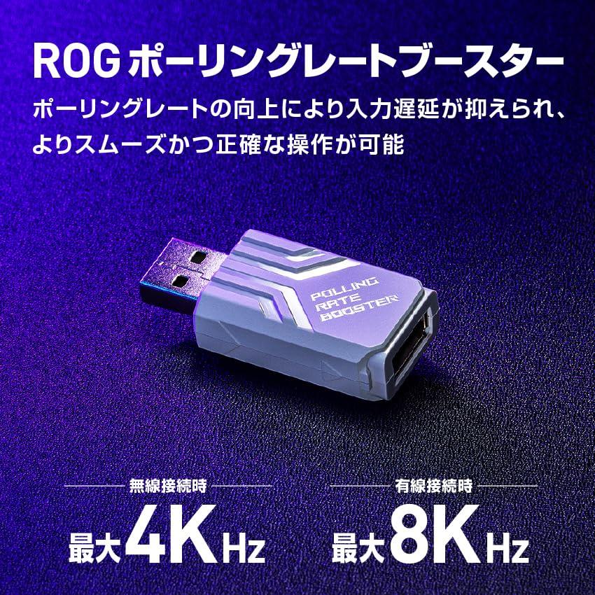 Asus Gaming Mouse ROG Keris II Ace 54g Lightweight Design Wireless Max 8000Hz Polling Rate Asymmetrical Ergonomic Shape 42K DPI Optical Sensor Lasts