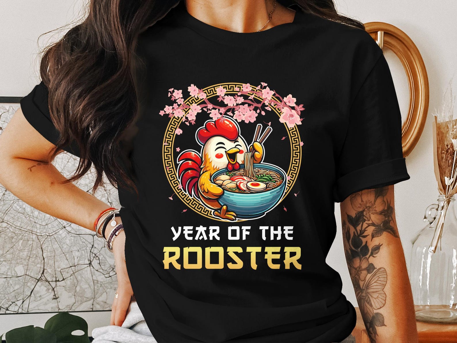Chinese New Year Rooster T-Shirt, Lunar New Year Animal Tee, Year of the Rooster Shirt, Chinese Zodiac Rooster Top 2XL