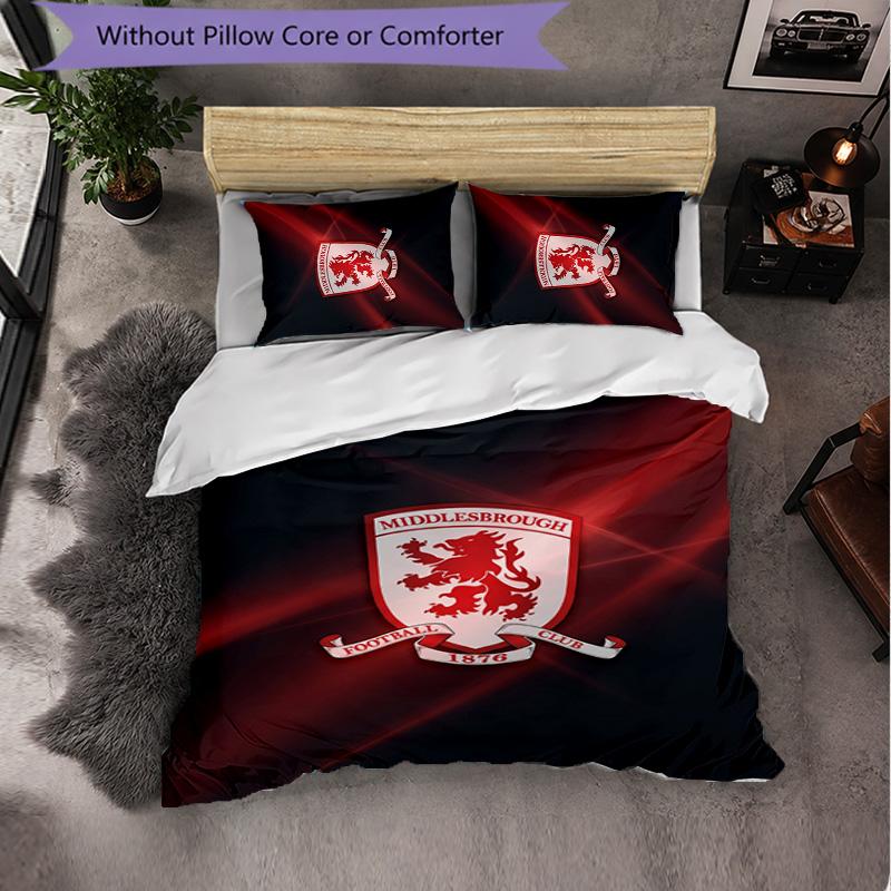 Middlesbrough FC Themed Bedding 3Pcs Duvet Cover Set Decorative Bed Linen For Teen Room Home Decoration
