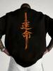 Men's casual short-sleeved shirt, 100% pure cotton Japanese samurai sword printed T-shirt, fashionable and breathable top
