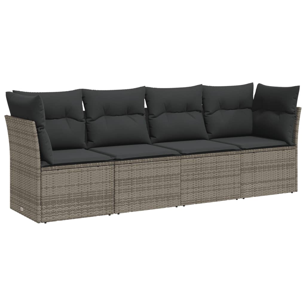 Vidaxl 4-Cz. Garden Lounge Set, Cushions, Grey, Rattan PE