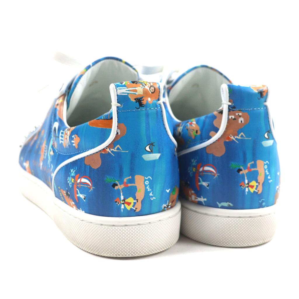 Doskonałe sneakersy Christian Louboutin z niskim wycięciem Lewis Junior skóra niebieska biała męskie Używane