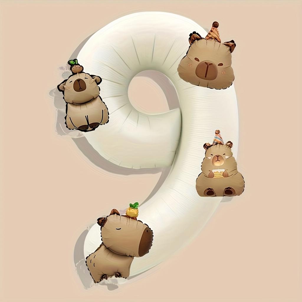 

1Set Cute Mini Capybara Balloon 40 Inch Cream White Number 0-9 Birthday Balloon Set Party Decoration Festival Photography Props 40inch