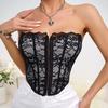 Manufacturer women's fashion sexy lace fishbone slim-fitting waist open shoulder tube top beautiful back top